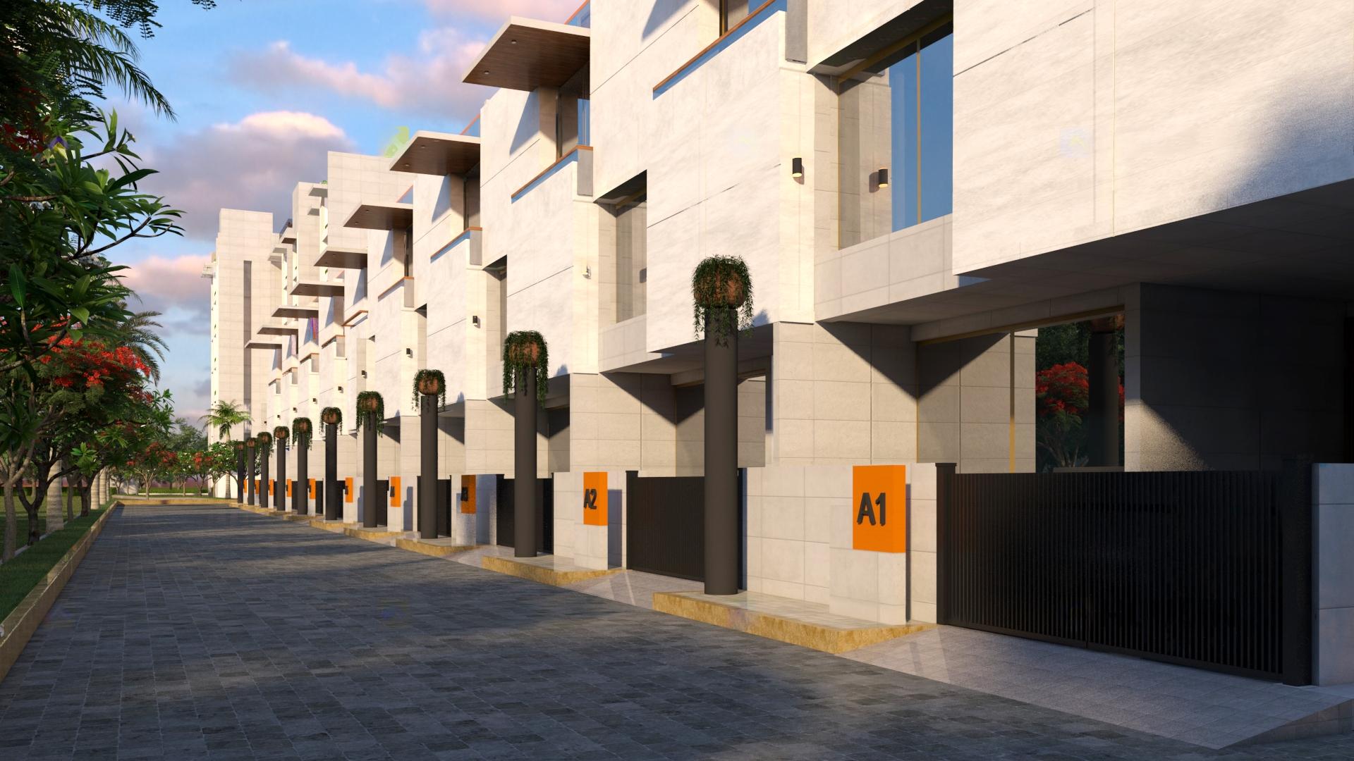 Silver Leaves Row House Computer Generated Image 5