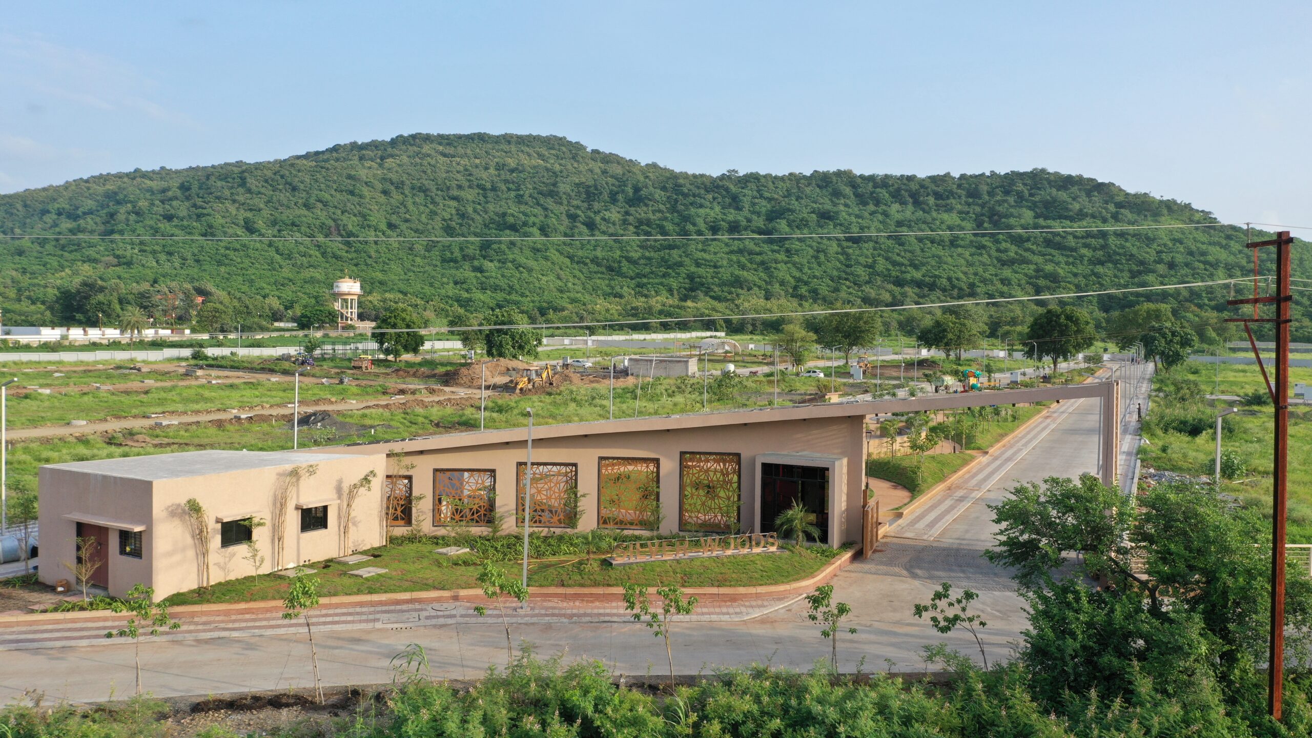 Silver Woods Main Enterence gate with a Ralamandal hills view.