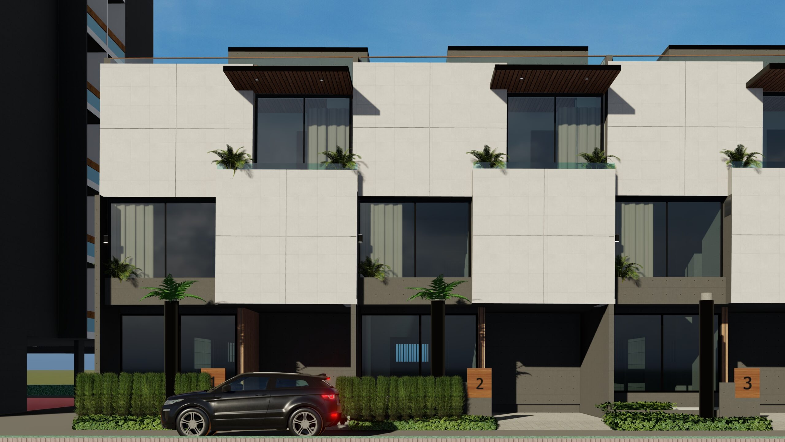 Silver Leaves Row House Computer Generated Image