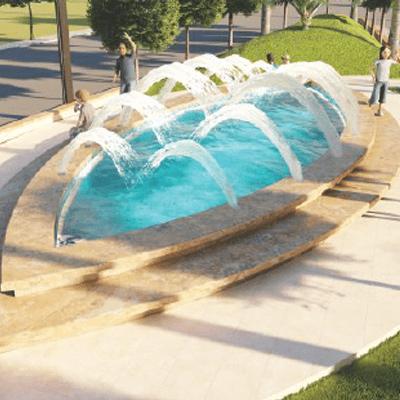 Silver Star City Designer fountain computer generated image