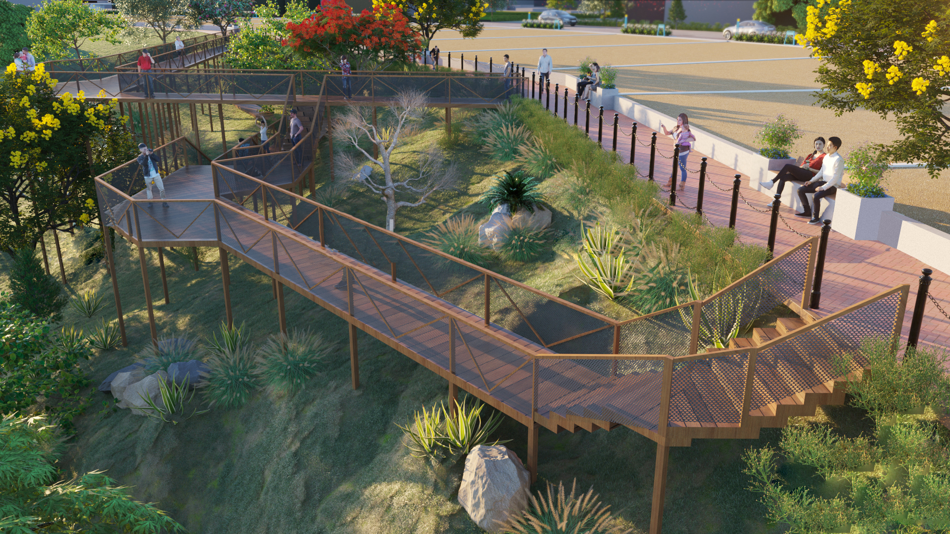 Silver Skypark Hill Top Garden computer generated image