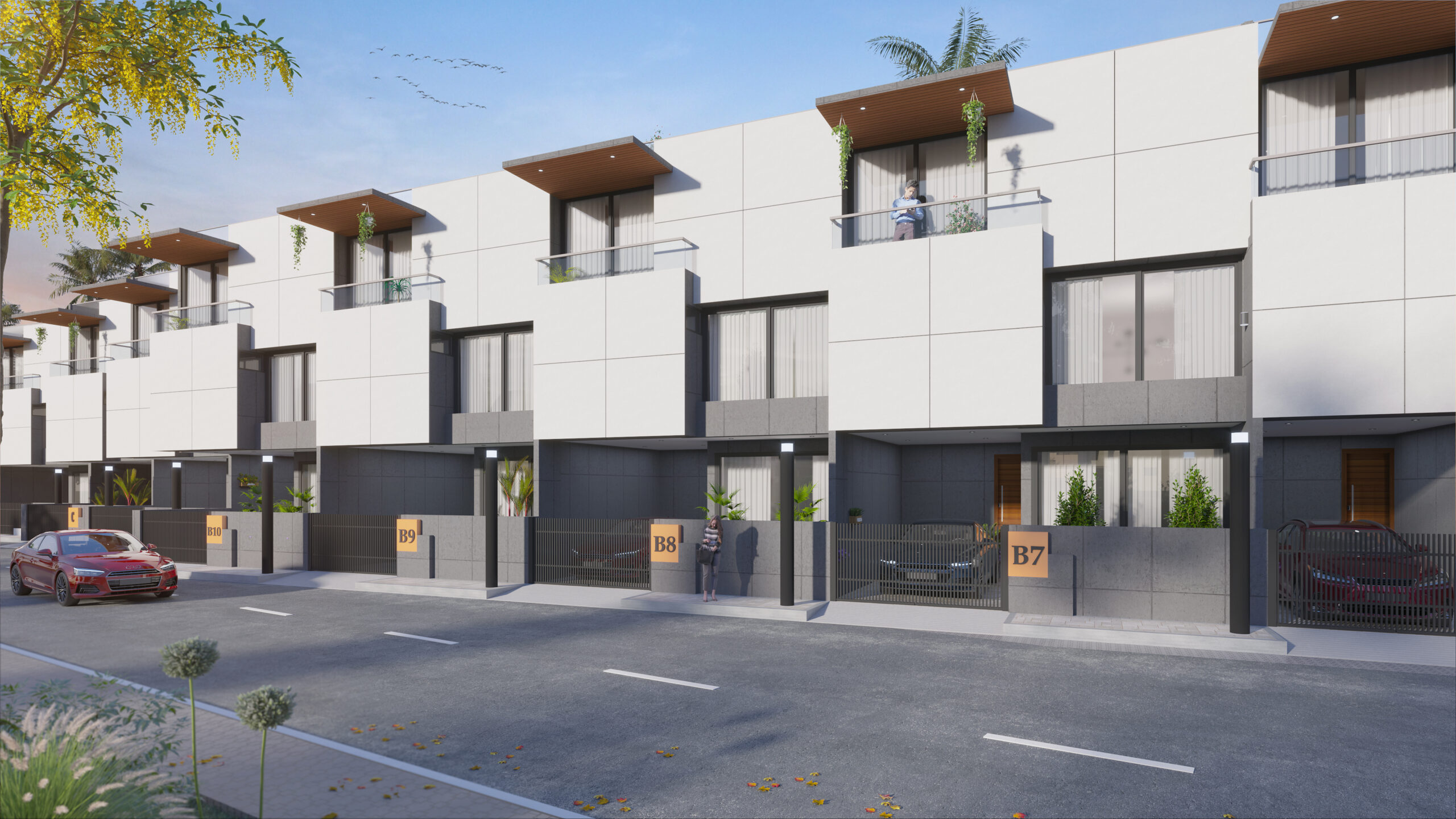 Silver Leaves Row House Computer Generated Image 4