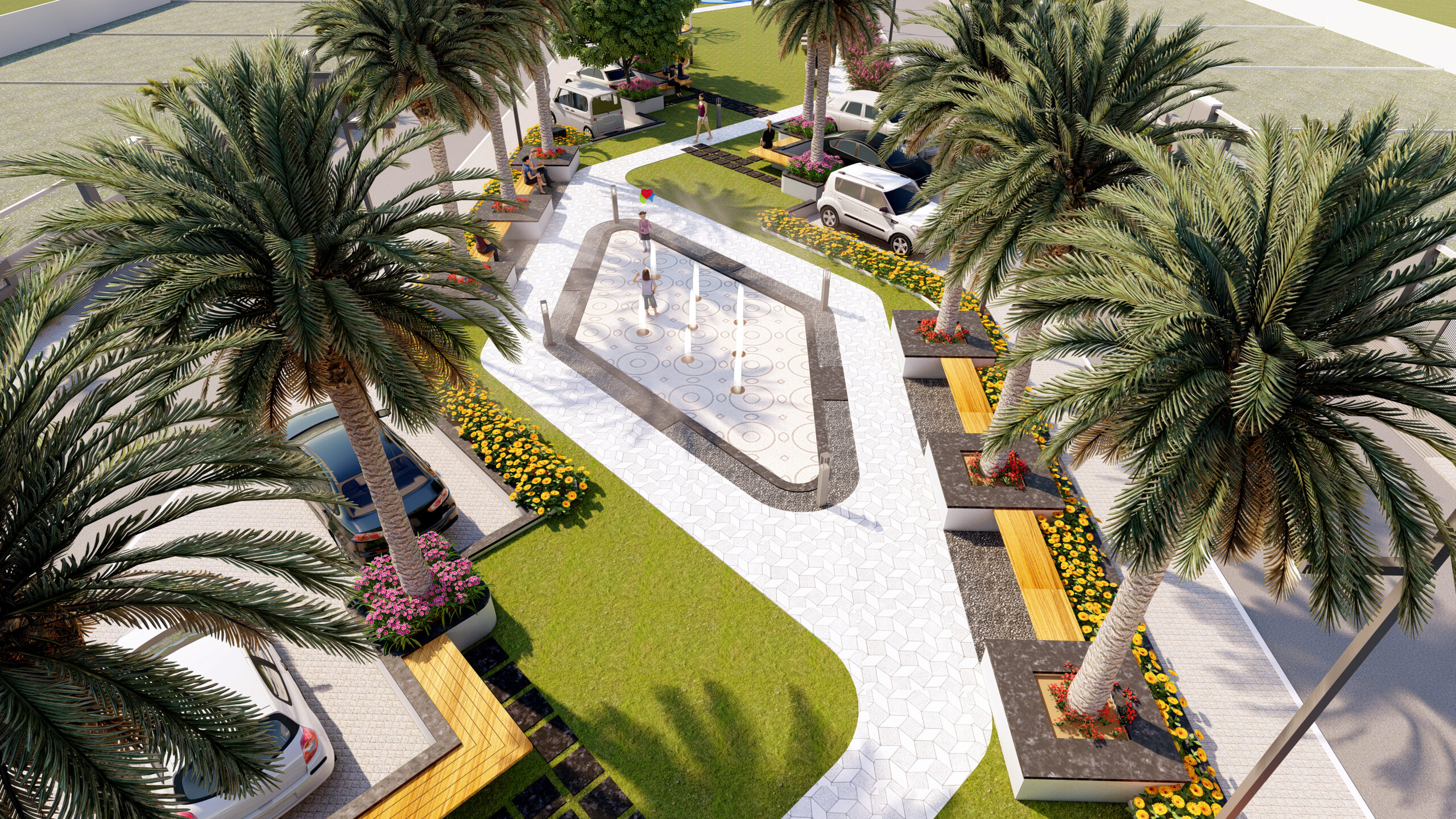 SILVER PEBBLES WATER FEATURE AREA