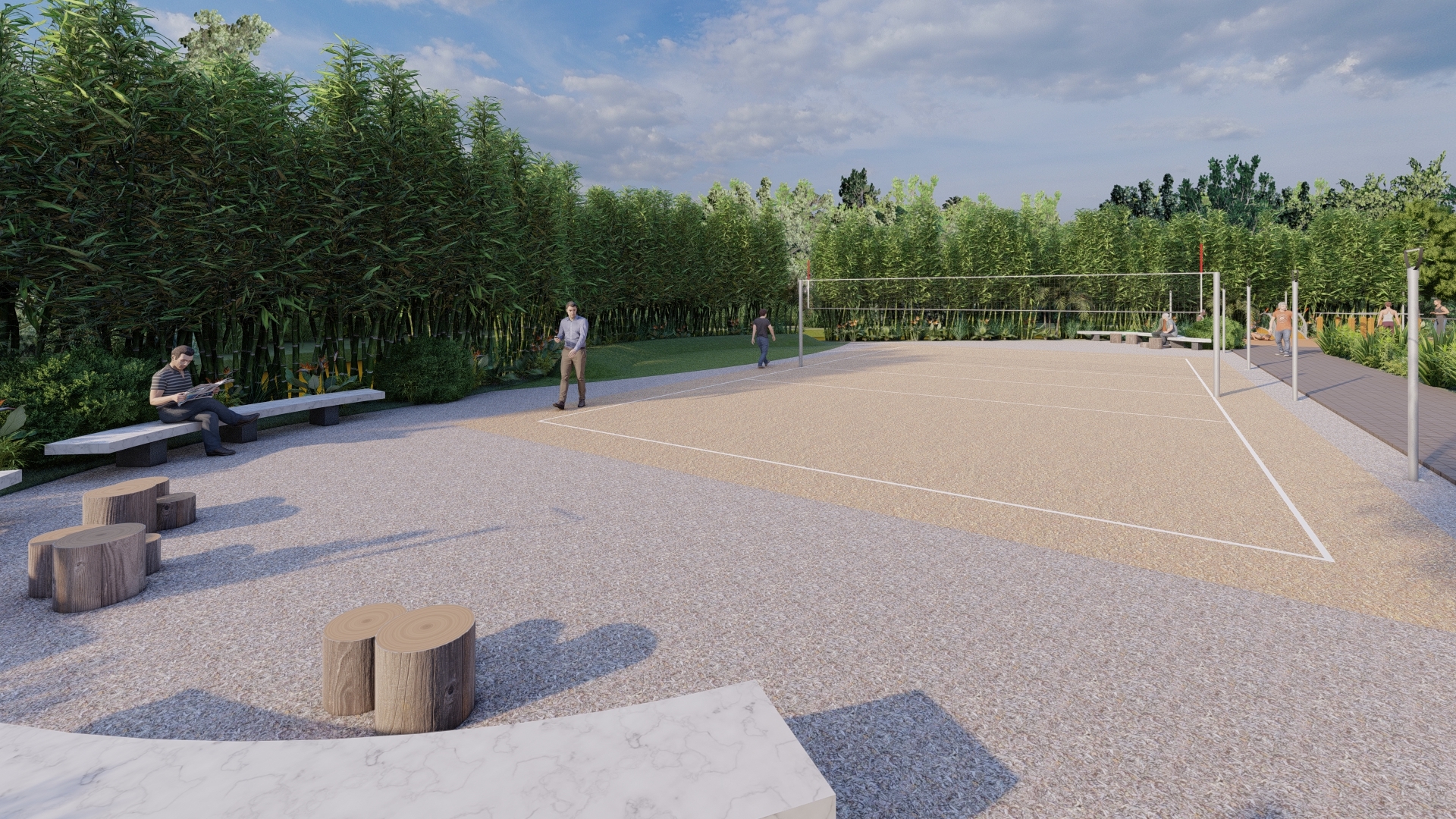 Silver Star City Moonlight Play Zone Computer Generated Bandminton Court